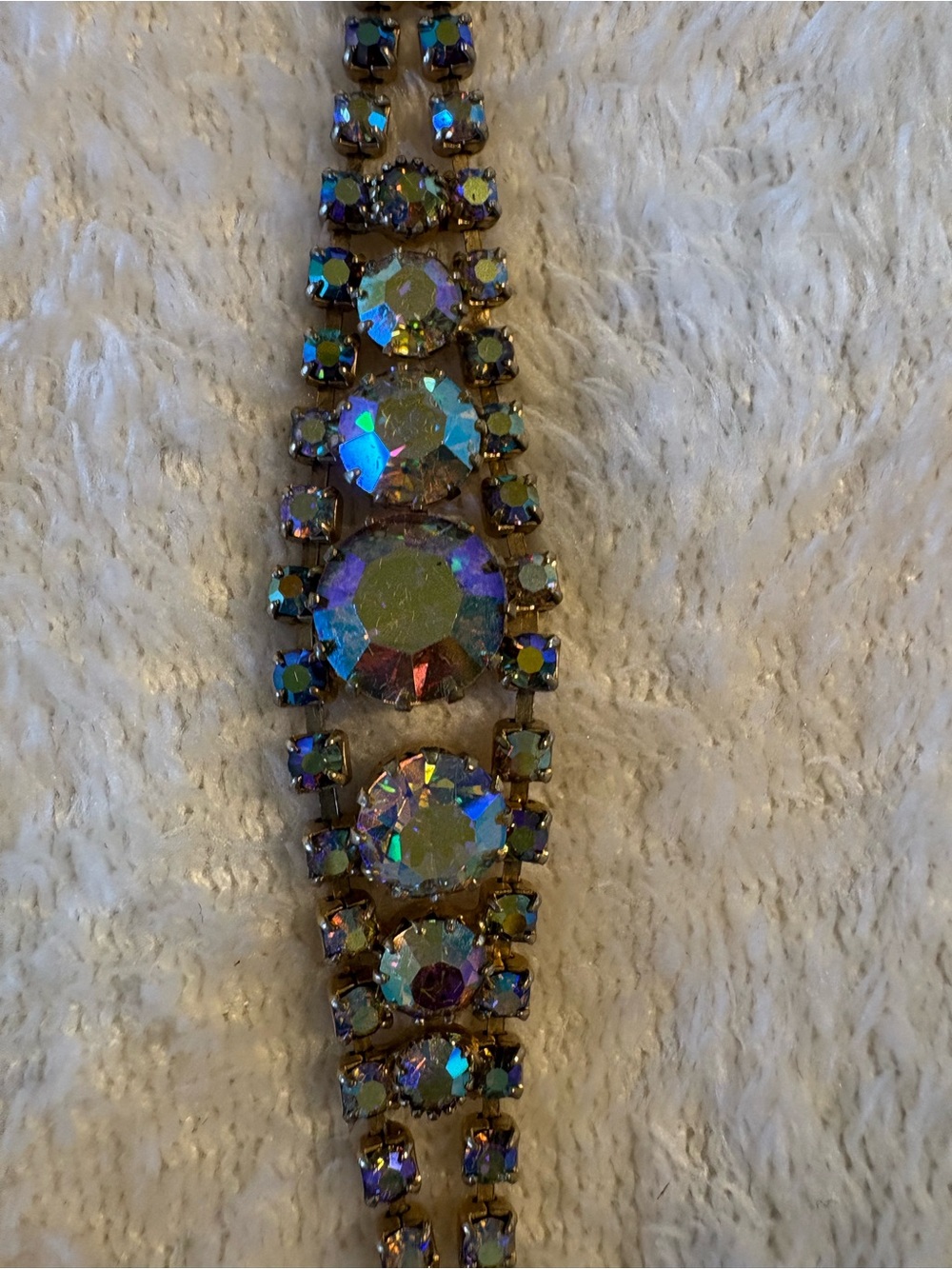 Aurora Borealis Crystal Link Bracelet - Iridescent Multi-Color vintage